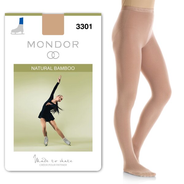 Mondor 3301 Bamboo Eiskunstlauf Strumpfhose mit Fuß, karamell XL