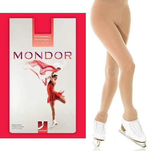 Mondor 3323 Footless Performance Figure Skating Tights, caramel