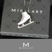 Mikelart Silberkette mit Schlittschuh-Anhänger in weißer Emaille, groß