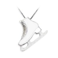 Mikelart Silver Necklace with Figure Skates Pendant in White Enamel, small