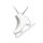 Mikelart Silver Necklace with Figure Skates Pendant in White Enamel, small