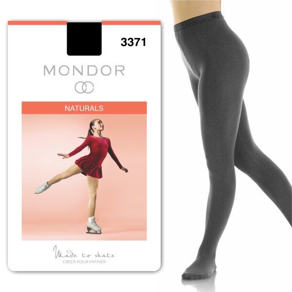 Mondor 3371 Eiskunstlauf Strumpfhose mit Fuß, schwarz