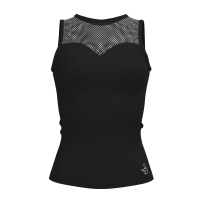 Sagester 097 Tank top with sparkling mesh neckline, black