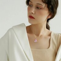 Modeschmuck Kette mit Eiskunstlauf-Schlittschuh mit Glitzersteinen, pink