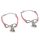 Eiskunstlauf-Armband 2er-Set „Love & Skate“ mit Schlittschuh-Anhänger, pink