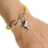 Eiskunstlauf-Armband 2er-Set „Love & Skate“ mit Schlittschuh-Anhänger, gelb