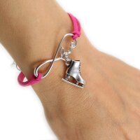 Eiskunstlauf-Armband 2er-Set „Love & Skate“ mit Schlittschuh-Anhänger, fuchsia