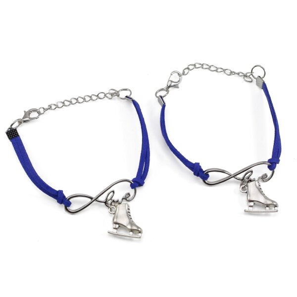 Eiskunstlauf-Armband 2er-Set „Love & Skate“ mit Schlittschuh-Anhänger, blau