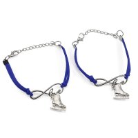 Eiskunstlauf-Armband 2er-Set „Love & Skate“ mit Schlittschuh-Anhänger, blau