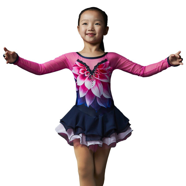 EliteXpression Figure Skating Dress „Flora Pink Beaded“